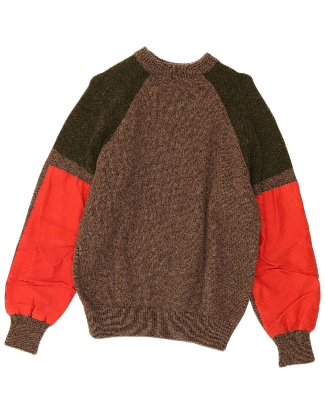 Vintage Herren-Pullover mit Rundhalsausschnitt, mittelbraun, Farbblock