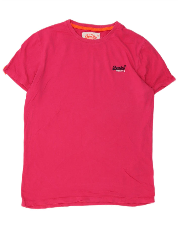 Superdry Damen T-Shirt Top Large Rosa Baumwolle