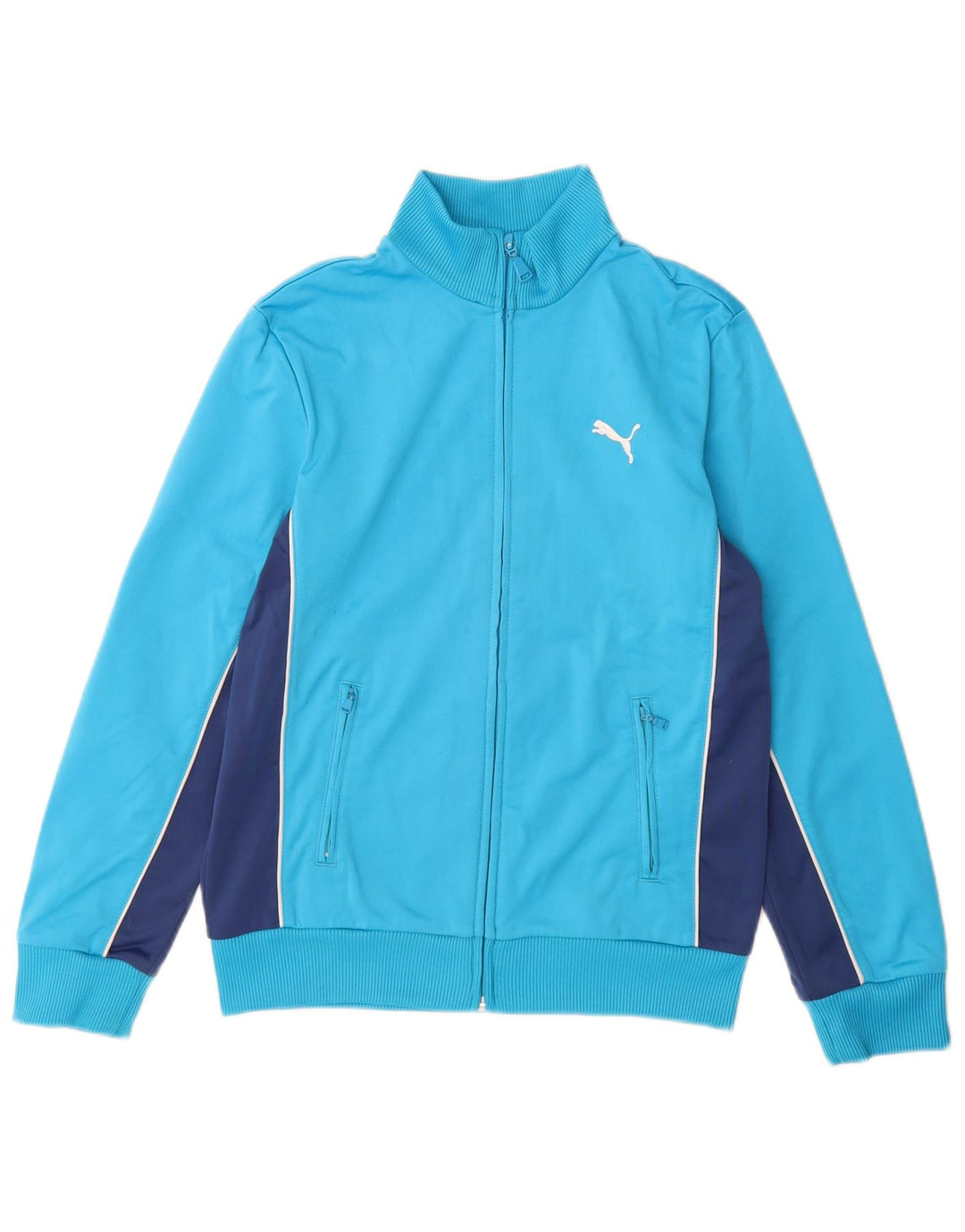 Adidas Jungen-Trainingsanzug-Top-Jacke, 11–12 Jahre, blaues Colourblock-Polyester