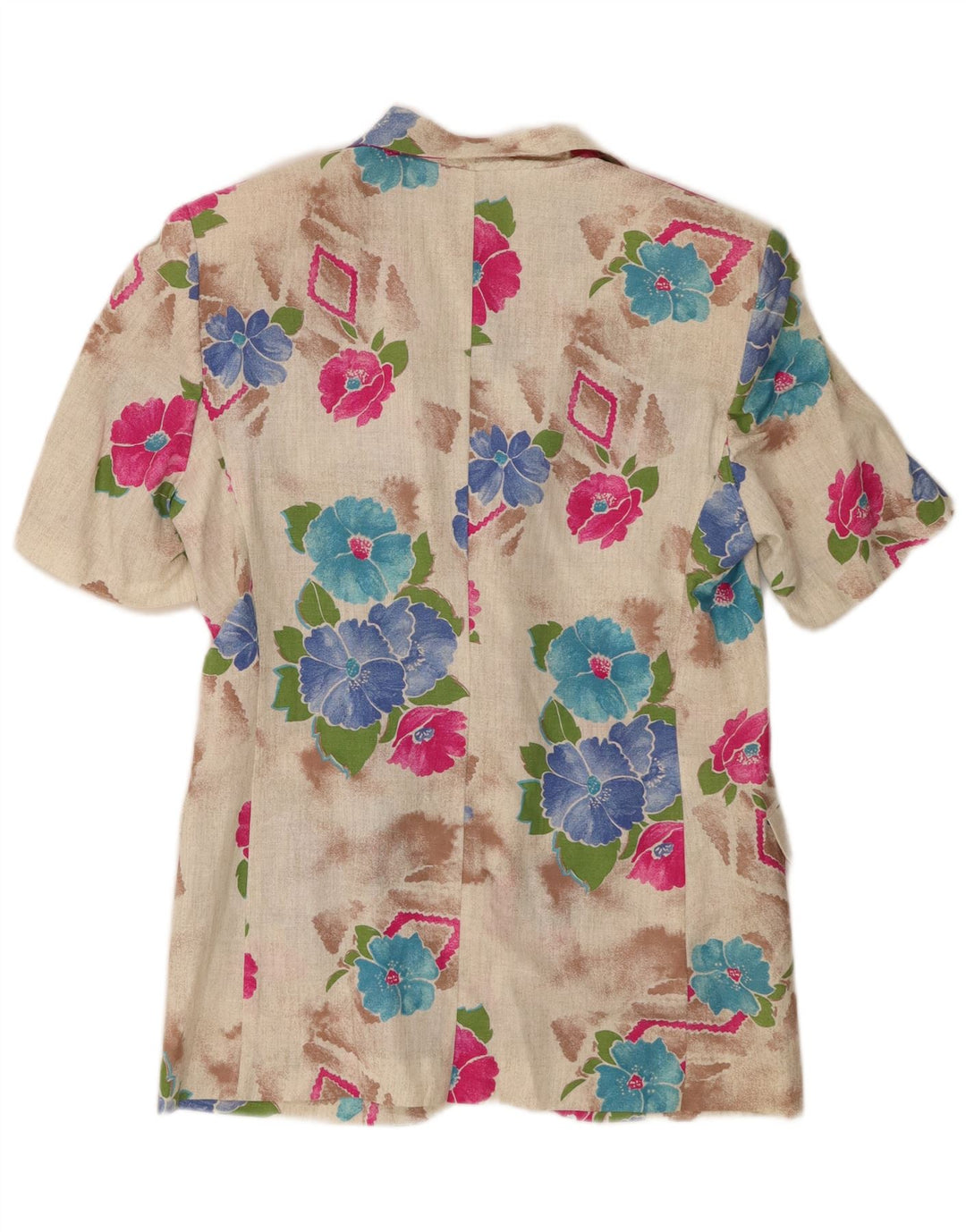 Vintage Damen Kurzarm-Cardigan-Oberteil IT 44 Medium Beige Floral