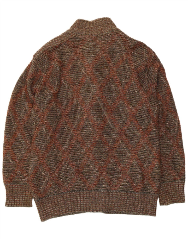 Dama Herren-Strickjacke, klein, braun kariert