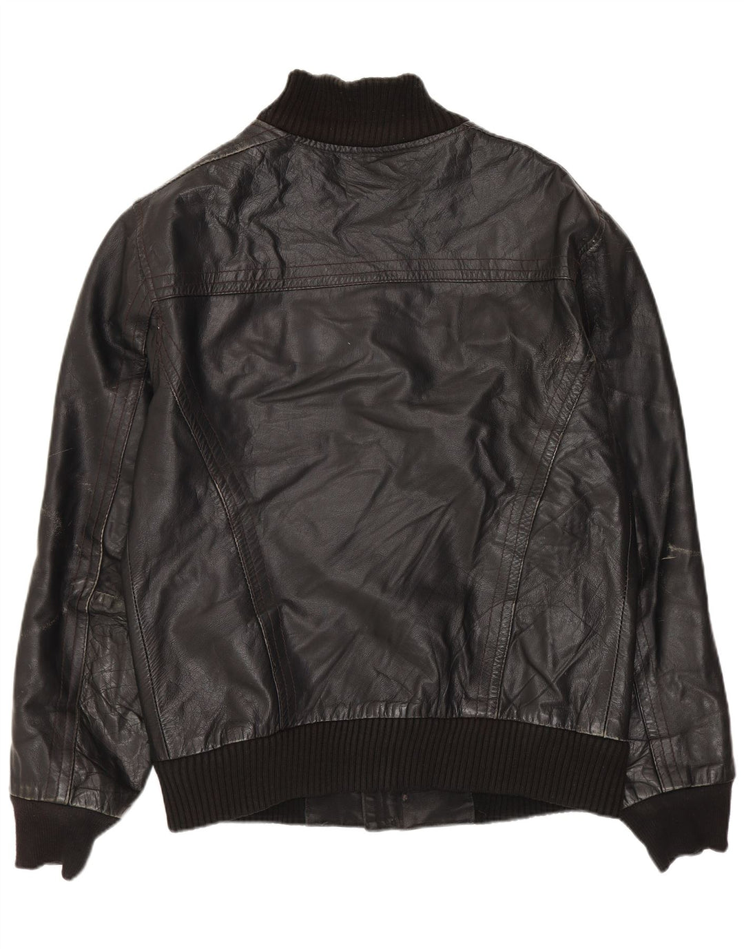 Conbipel Herren Lederjacke IT 46 Small Schwarzes Leder