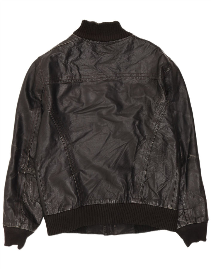 Conbipel Herren Lederjacke IT 46 Small Schwarzes Leder