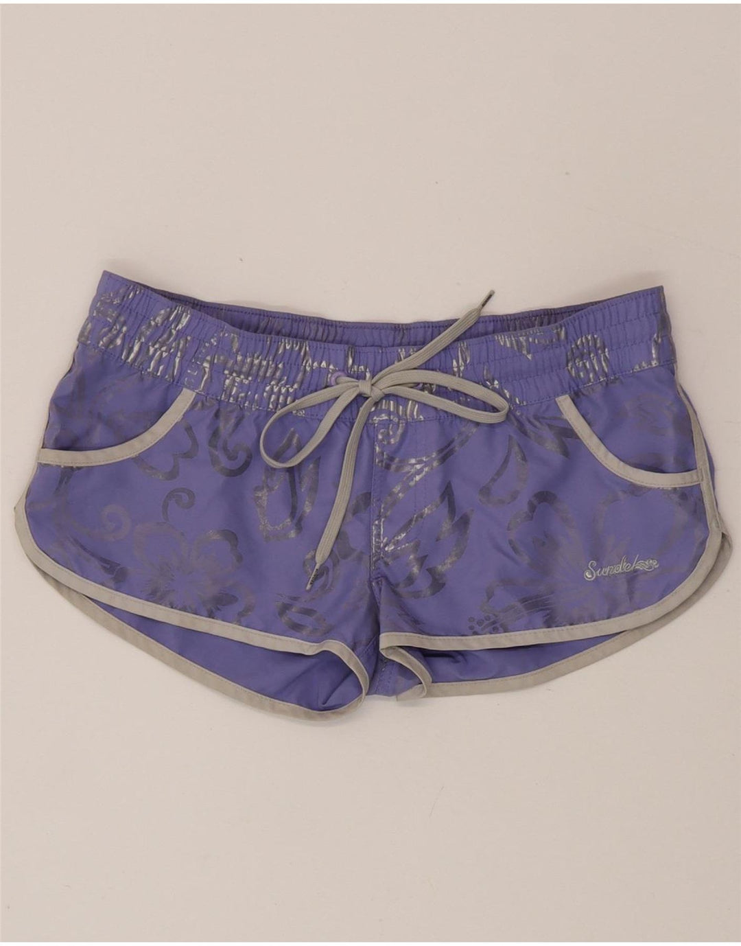 Sundek Damen Badeshorts IT 40 Small Lila Blumenmuster Polyester