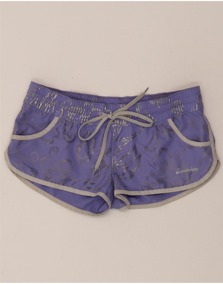 Sundek Damen Badeshorts IT 40 Small Lila Blumenmuster Polyester
