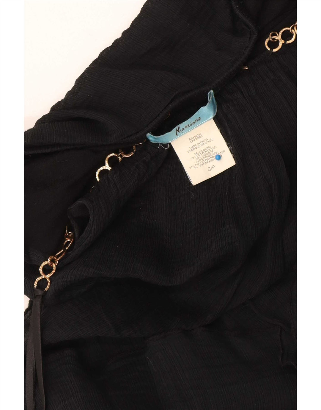 Marciano Damen Crop Cami Top UK 10 Small Schwarze Baumwolle