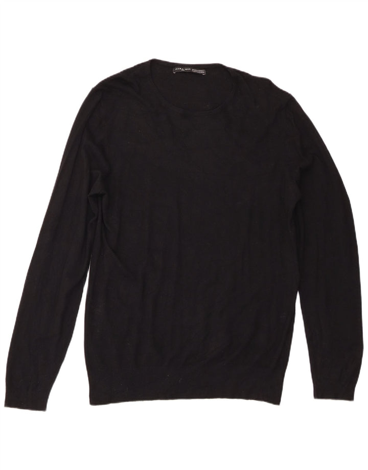 Zara Herren-Pullover mit Rundhalsausschnitt, XL, Schwarz
