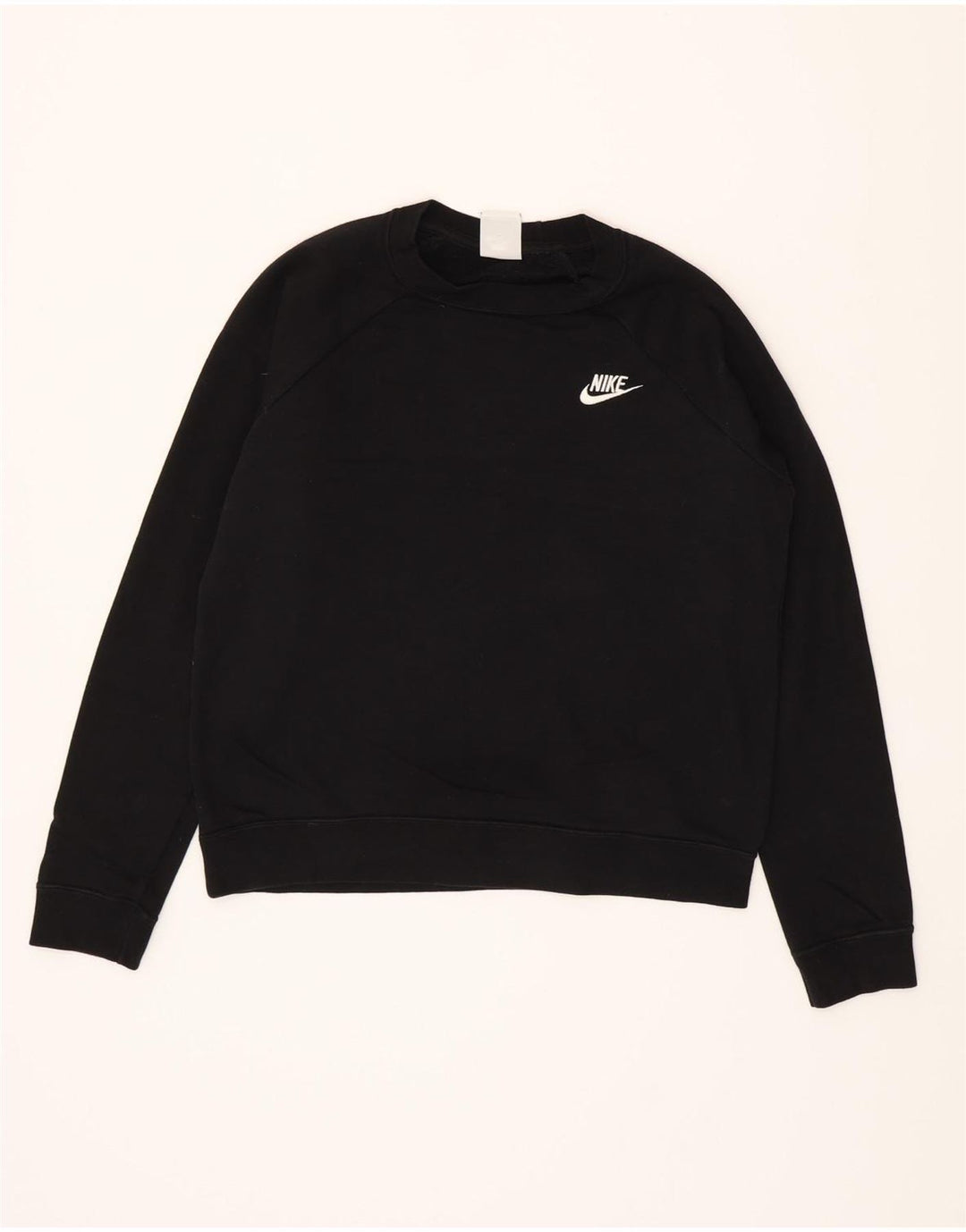NIKE Womens Crop Oversized Sweatshirt Jumper UK 10 Small Black Cotton