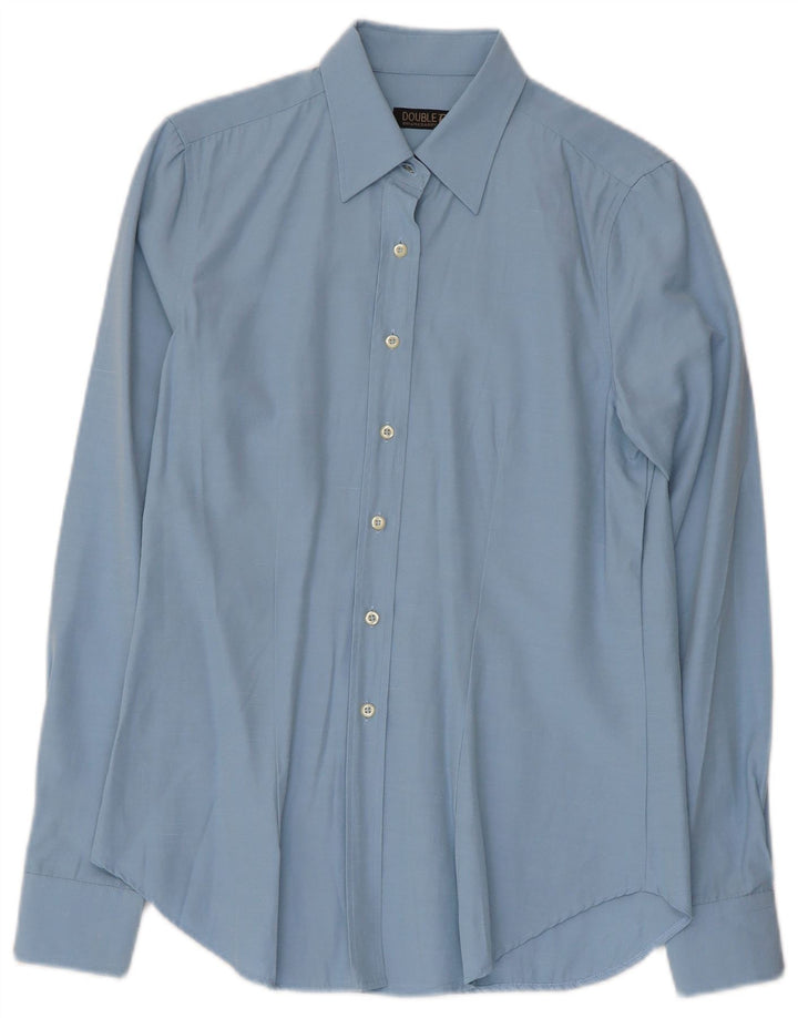 VINTAGE Damen Hemd UK 12 Mittelblau