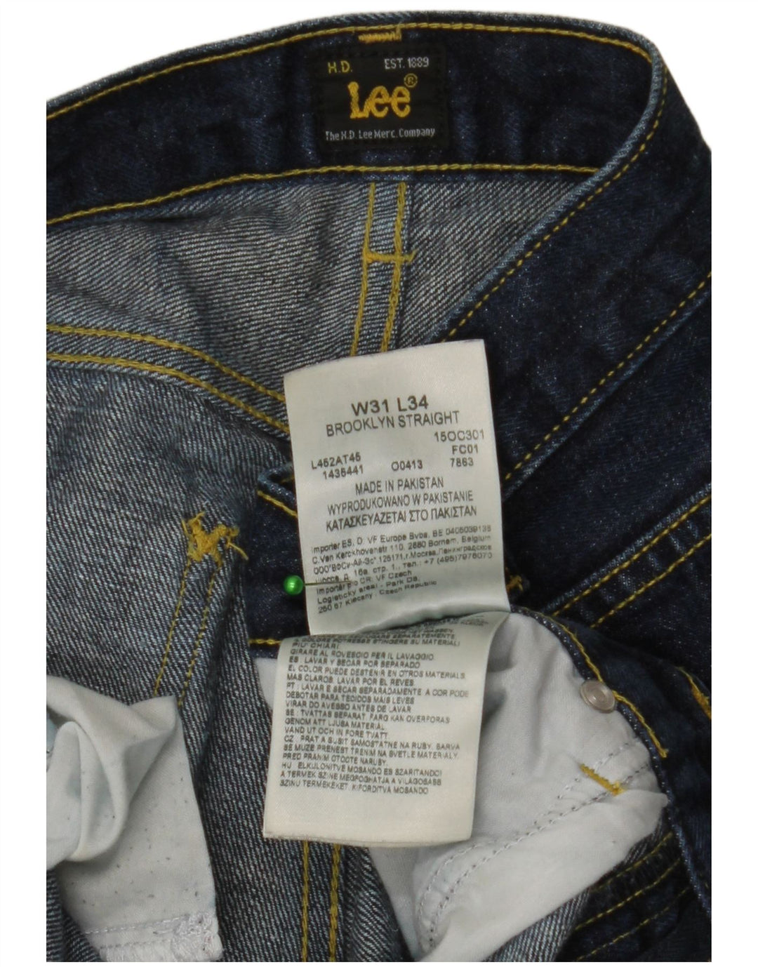 Lee Herren Brooklyn Straight Jeans W31 L34 Blaue Baumwolle