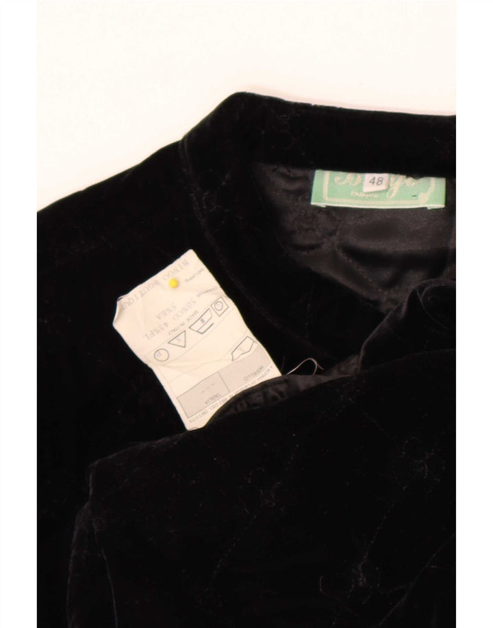 Vintage Damen offene Blazerjacke IT 48 XL Schwarz Baumwolle
