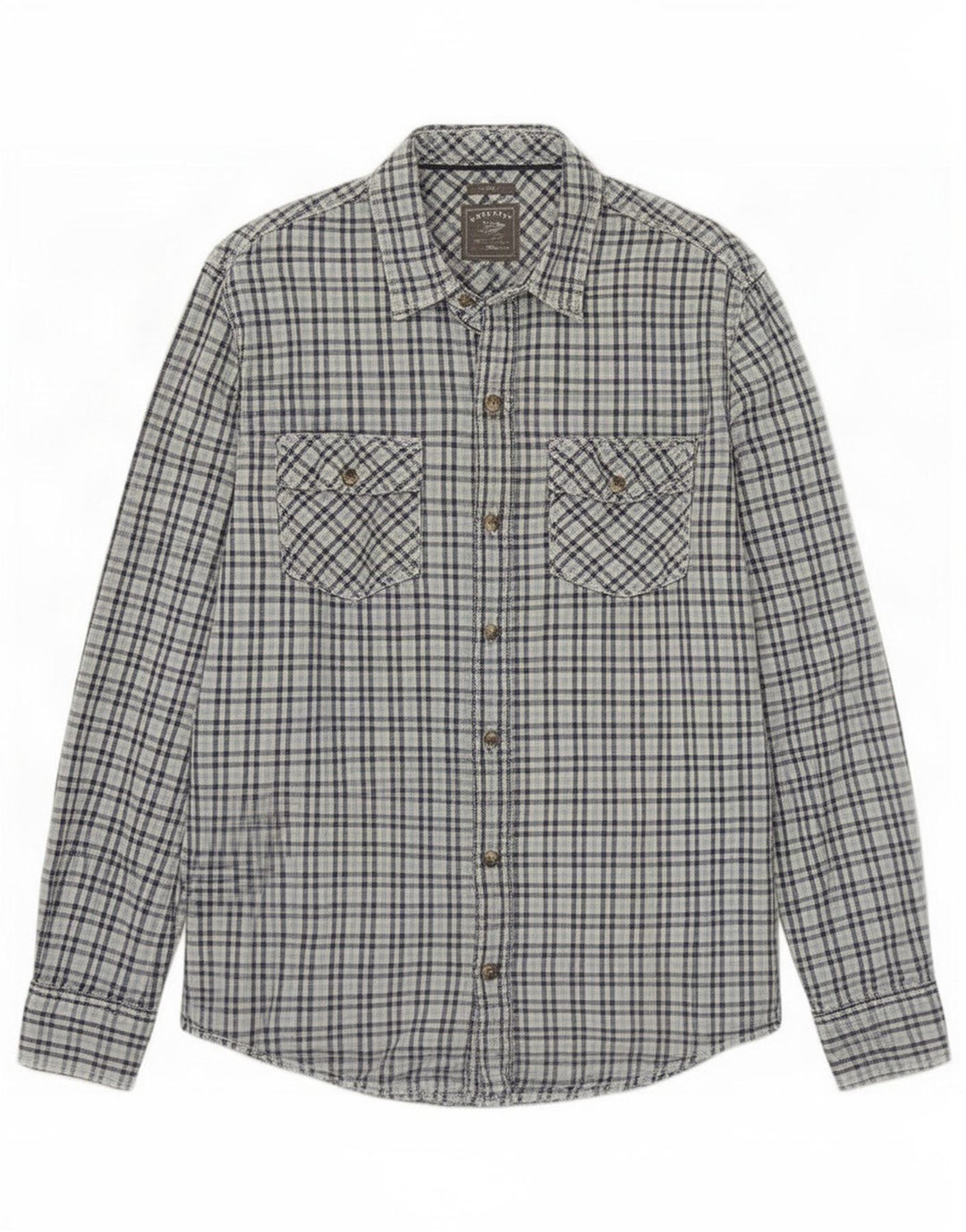 Fat Face Slim-Fit-Hemd für Herren, groß, blau, Gingham-Baumwolle