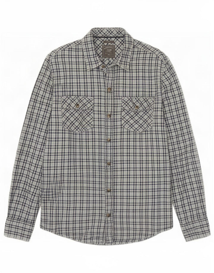 Fat Face Slim-Fit-Hemd für Herren, groß, blau, Gingham-Baumwolle
