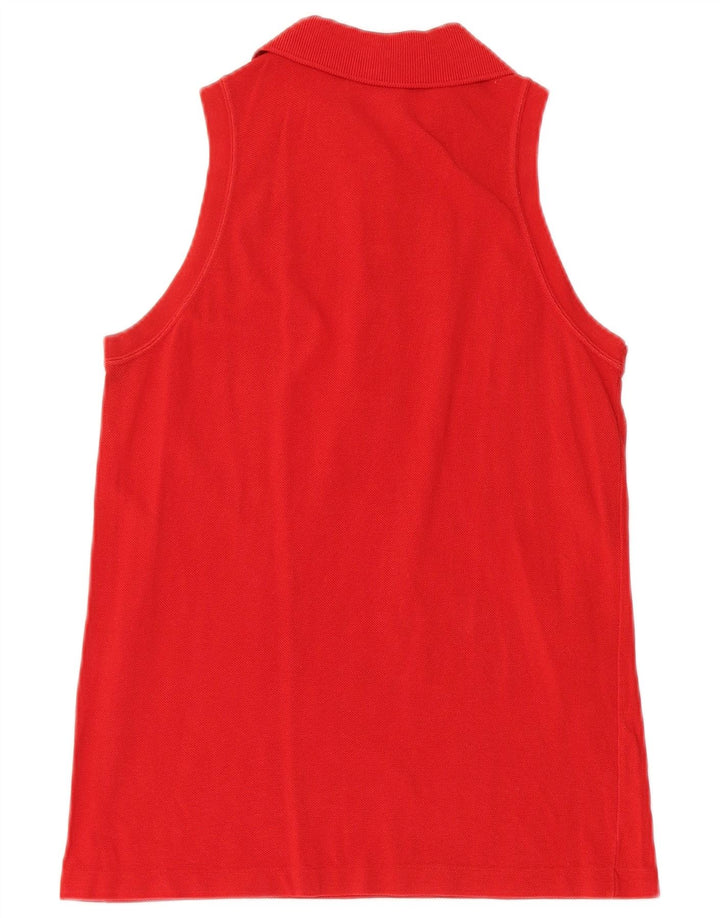Lacoste Damen ärmelloses Poloshirt, Größe 38, mittelrote Baumwolle