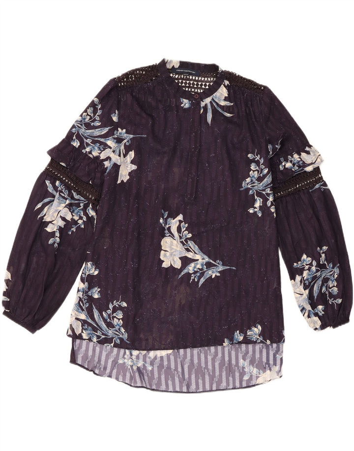 French Connection Langarm-Blusenoberteil für Damen, Größe S, Marineblau