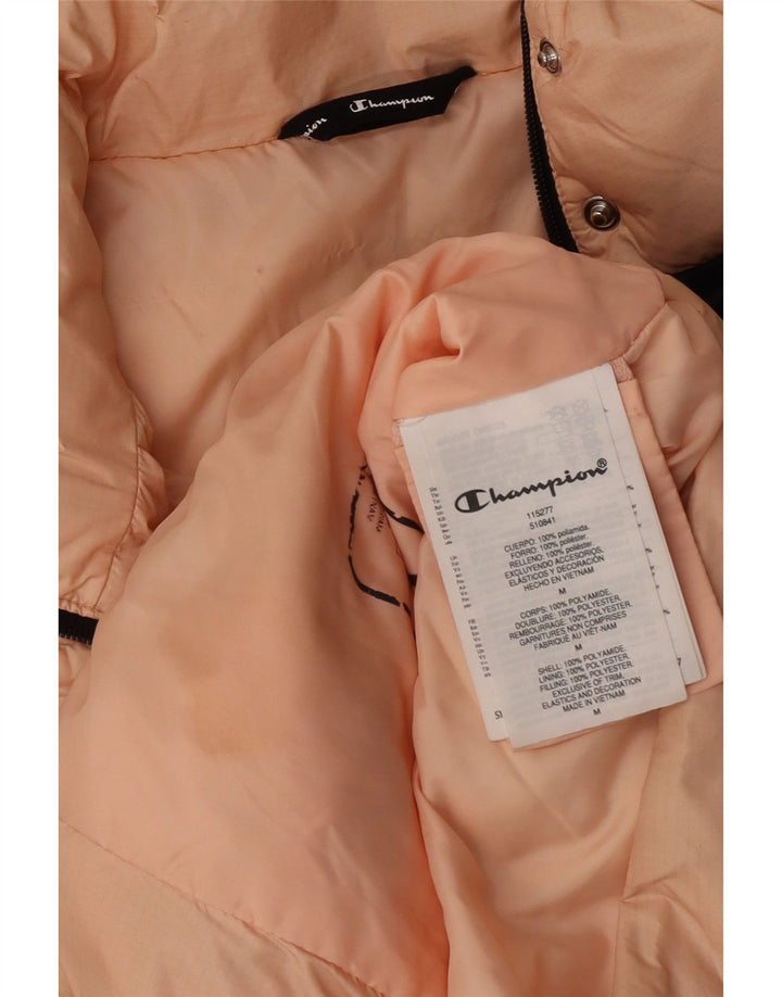Champion Womens Graphic Wattierte Jacke UK 14 Mittelorange Farbblock