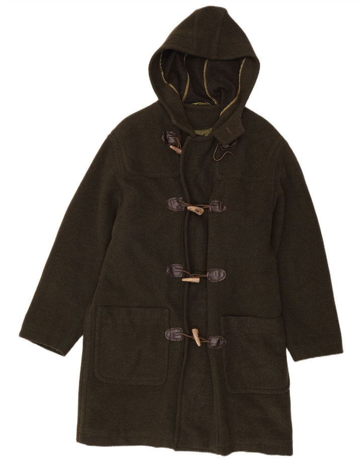 Vintage Herren Dufflecoat mit Kapuze UK 38 Medium Khaki Wolle