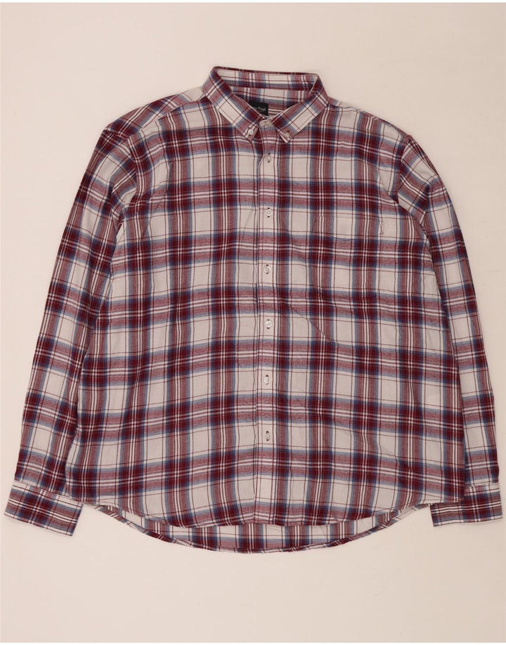 JAMES PRINGLE Herren Flanellhemd 2XL Burgunderrot kariert Polyester