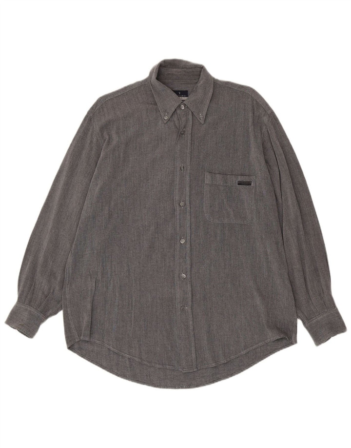 Trussardi Herrenhemd XL Graue Viskose