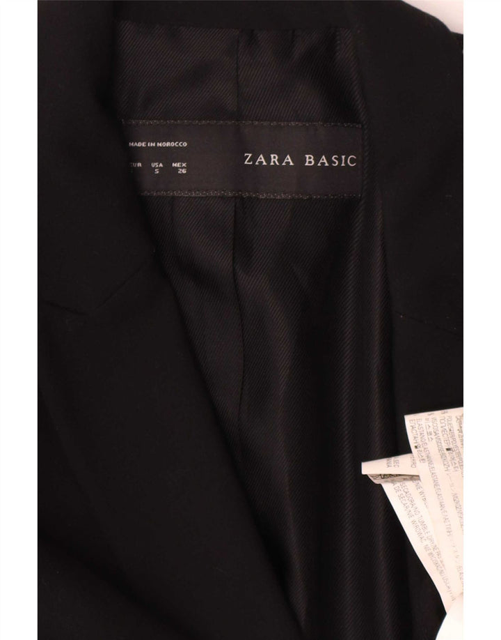 Zara Damen 1-Knopf-Blazerjacke UK 10 Small Schwarz Polyester