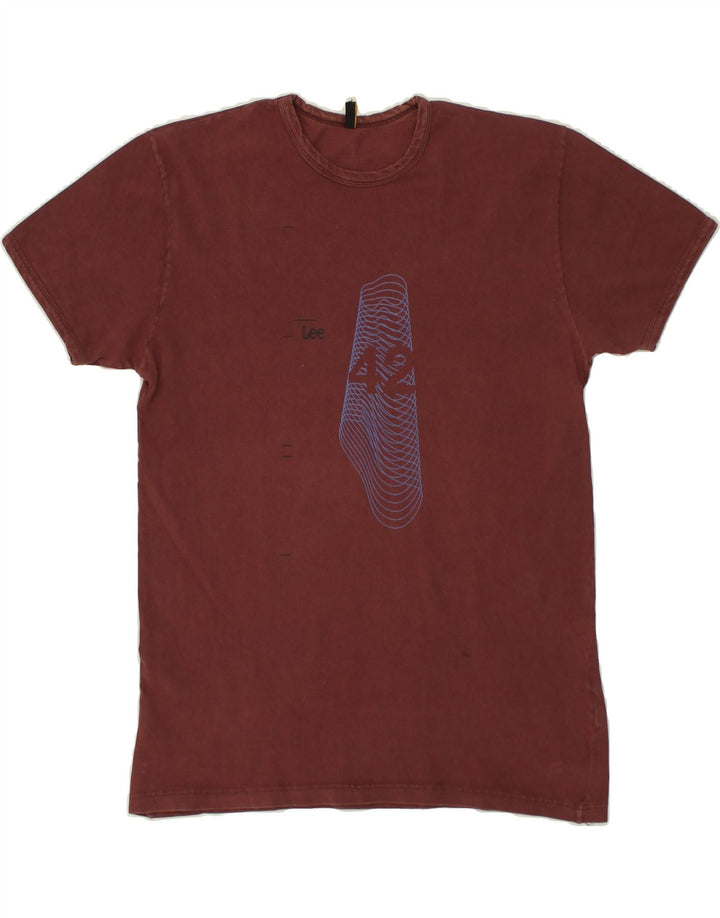 LEE Mens Slim Graphic T-Shirt Top XL Maroon Cotton Vintage Lee and Second-Hand Lee from Messina Hembry 