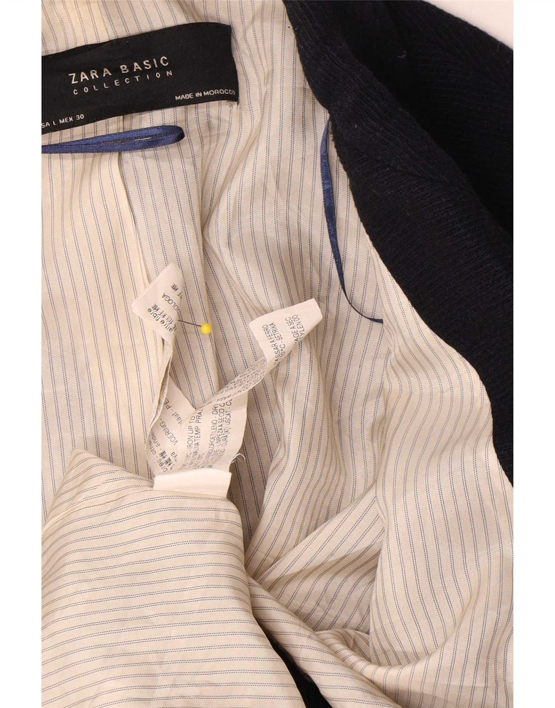 Offene Blazer-Jacke für Damen von Zara, UK 16, Größe L, Marineblau, Acryl