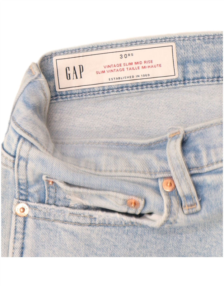 GAP Damen Distressed Mid Rise Slim Jeans W30 L27 Blaue Baumwolle