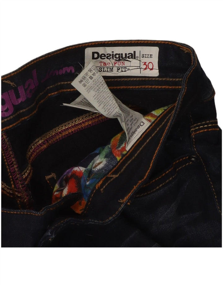Desigual Damen Slim Jeans W30 L32 Marineblaue Baumwolle