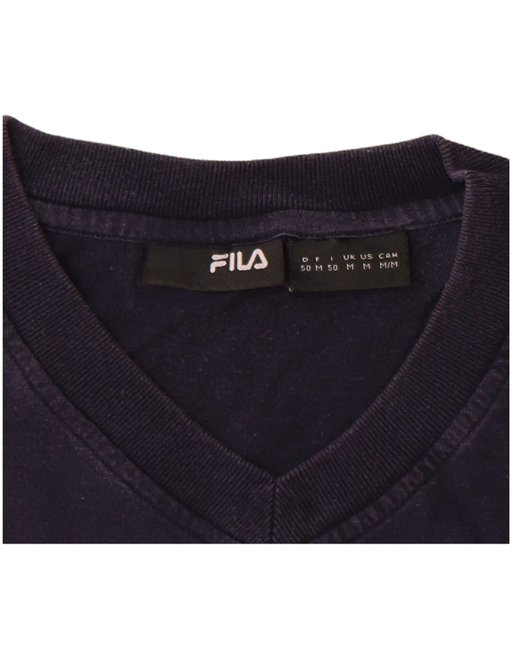 FILA Herren-Grafik-T-Shirt-Oberteil aus mittelblauer Baumwolle in Marineblau