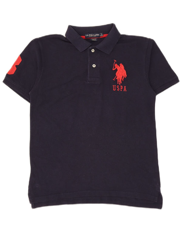 U.S. Polo Assn. Jungen-Poloshirt mit Grafik, 14–15 Jahre, groß, marineblaue Baumwolle