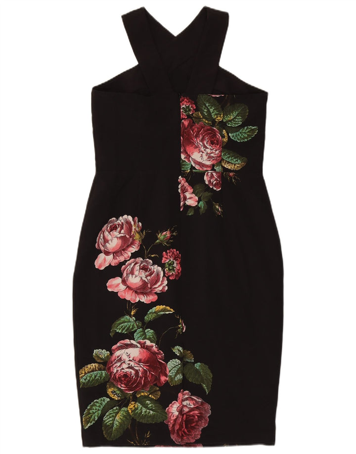 Oasis Neckholder-Kleid für Damen, UK 12, Mittelschwarz, geblümt, Polyester