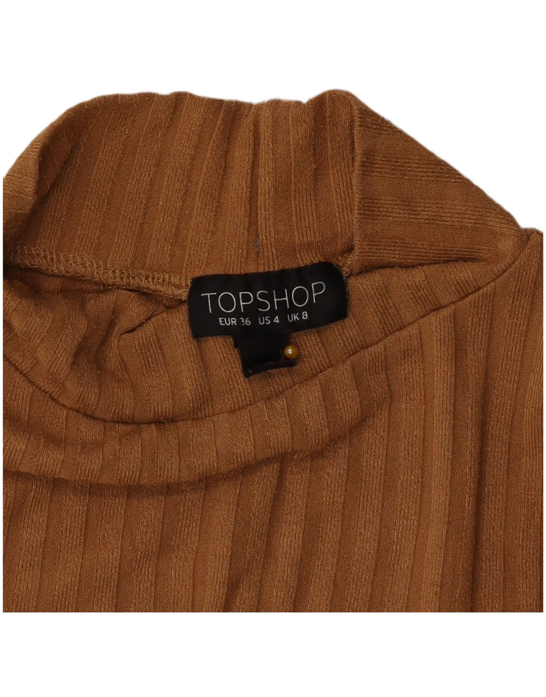 Topshop Damen Crop Top Langarm UK 8 Small Braun