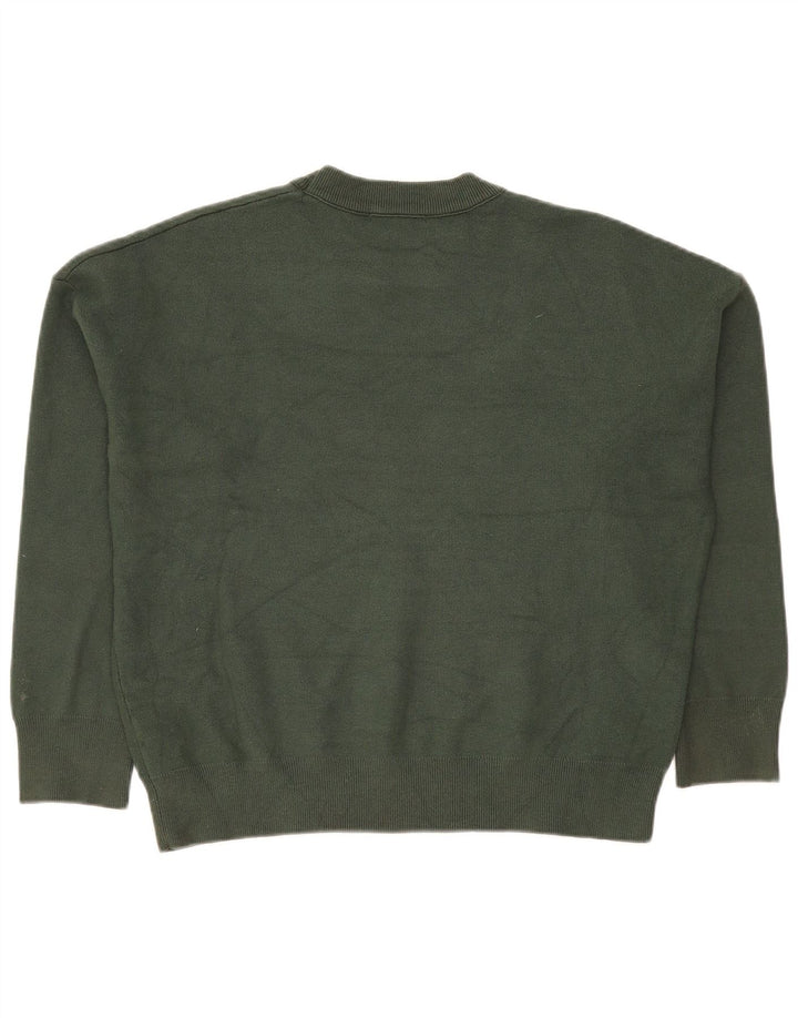 Zara Herren-Pullover mit Rundhalsausschnitt, mittelgrüne Viskose