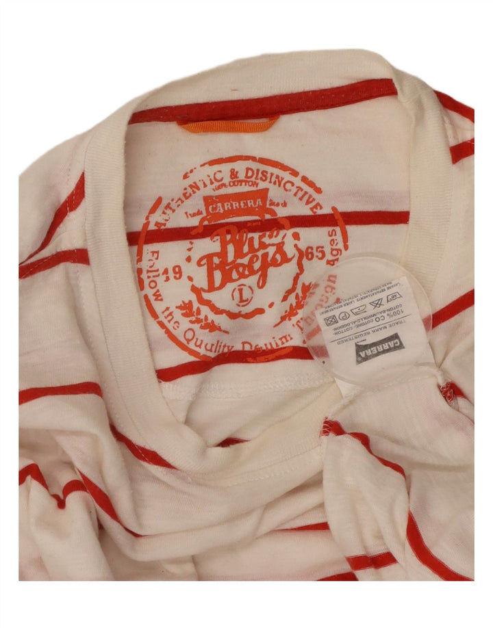 CARRERA Herren-T-Shirt-Oberteil, groß, weiß gestreift, Baumwolle