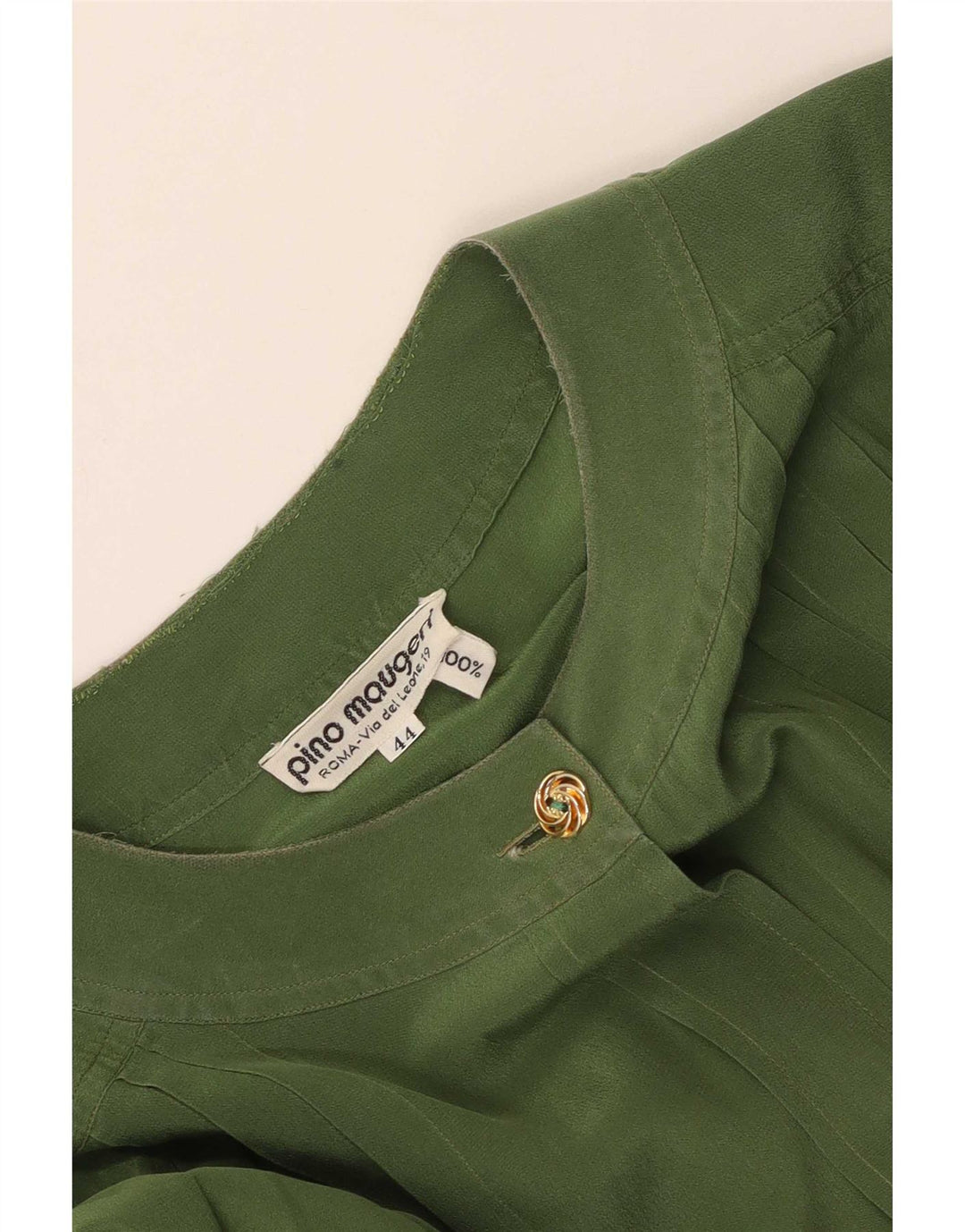 Vintage Damen-Hemdbluse IT 44 Mittelgrüne Seide