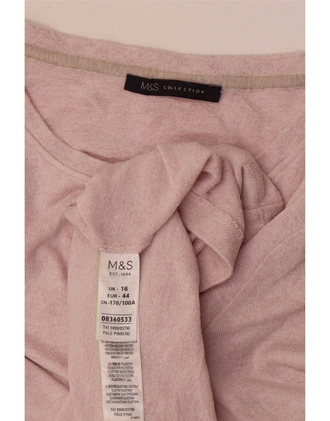 Marks & Spencer Damen T-Shirt Top UK 16 Large Rosa Viskose