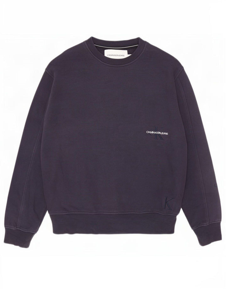 Calvin Klein Jeans Herren-Sweatshirt-Pullover, mittelmarineblaue Baumwolle
