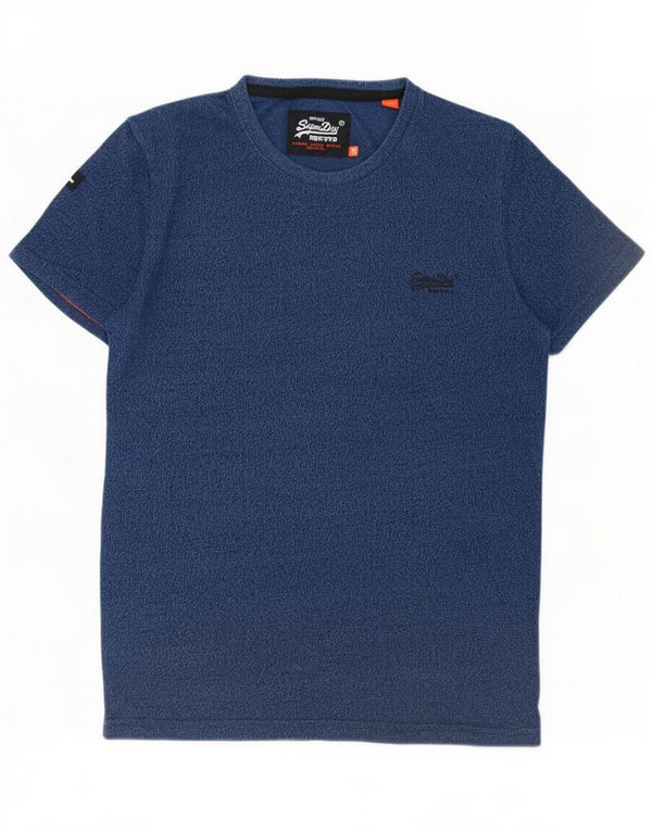 Superdry Herren-T-Shirt-Oberteil, klein, marineblau gesprenkelte Baumwolle