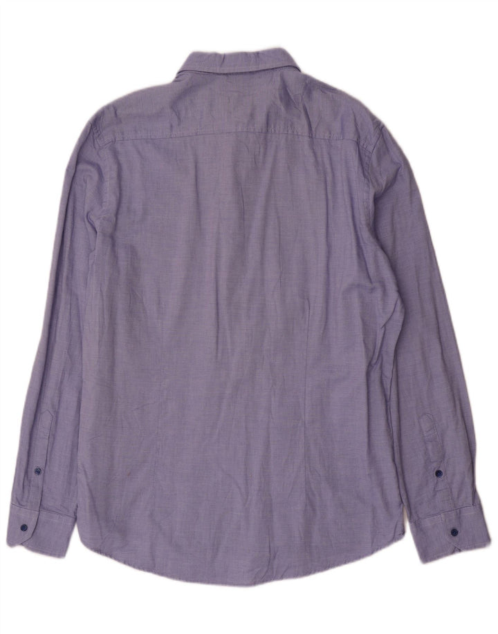 Dack's Herren-Slim-Fit-Hemd XL aus blau gepunkteter Baumwolle