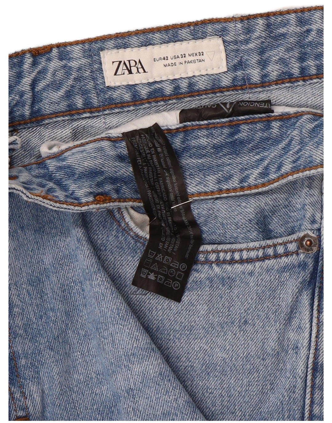 Zara Herren Straight Jeans EU 42 Large W32 L32 Blaue Baumwolle