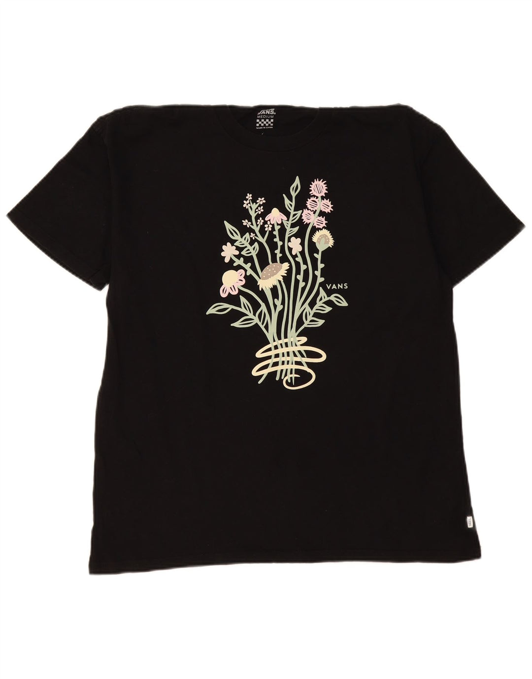 Vans Herren-T-Shirt mit Grafik, mittelgroß, schwarz, geblümt, Baumwolle