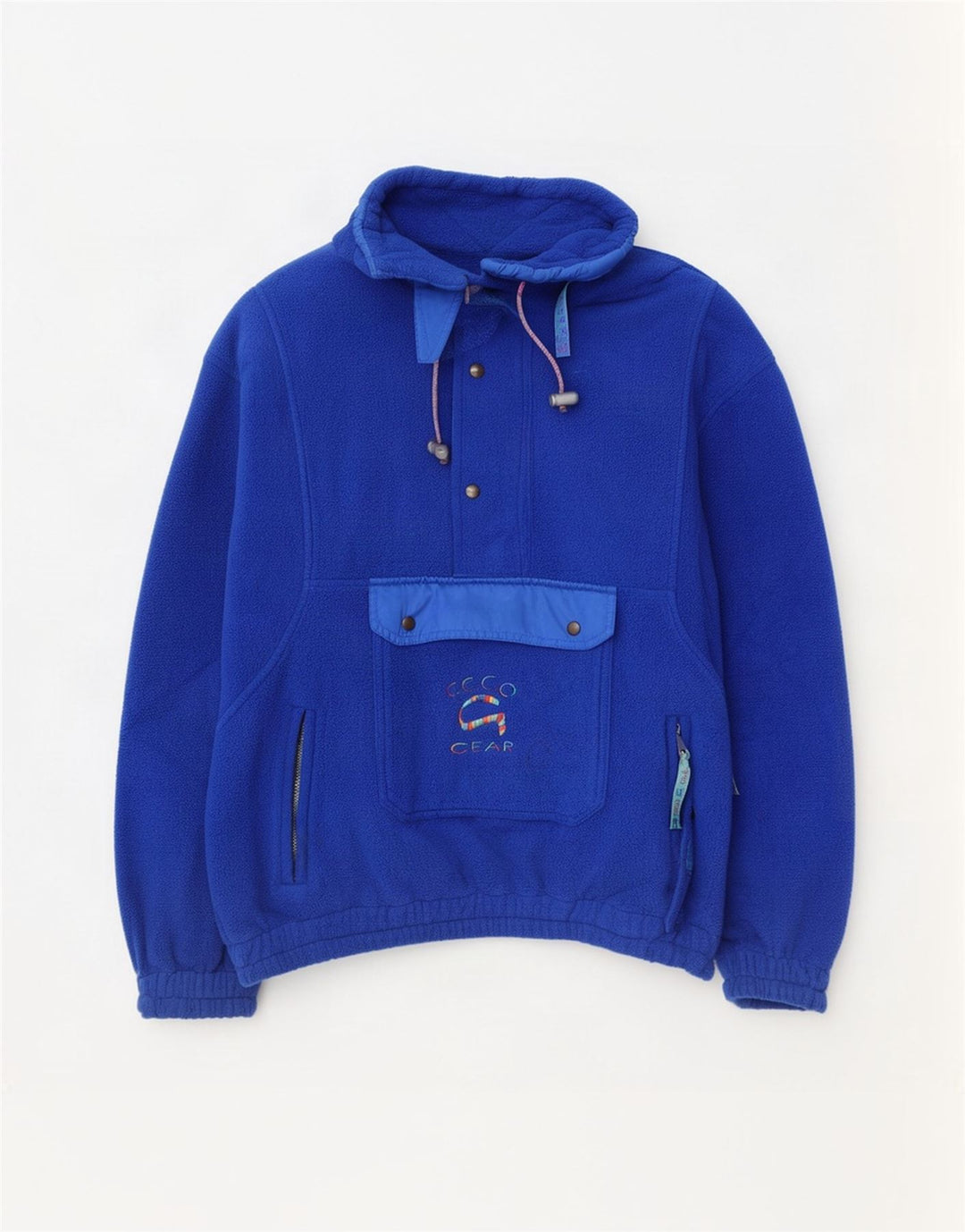 Vintage Herren Grafik Anorak Fleece Pullover XL Blau