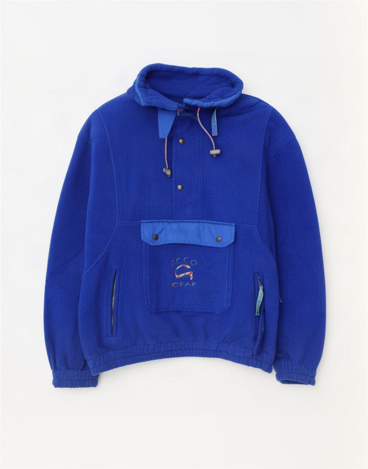 Vintage Herren Grafik Anorak Fleece Pullover XL Blau