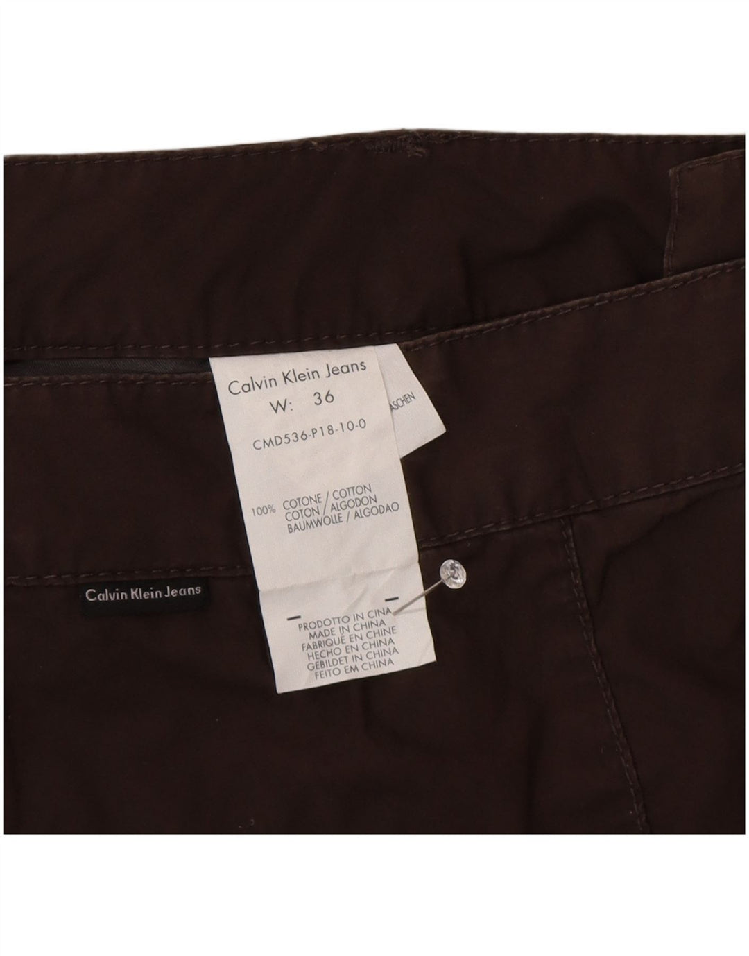Calvin Klein Herren Chino Shorts W36 Große braune Baumwolle