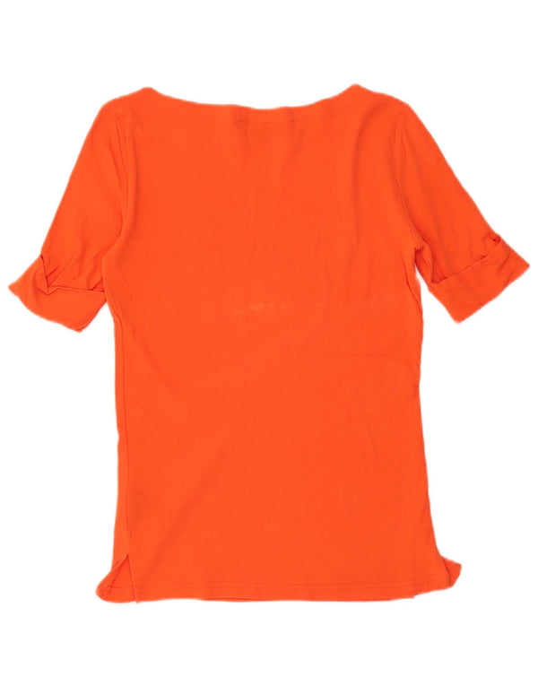 RALPH LAUREN Damen T-Shirt Top UK 10 Small Orange Baumwolle