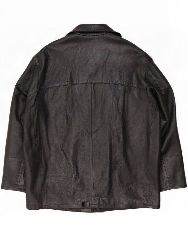 Vintage Herren Lederjacke IT 56 3XL Schwarz
