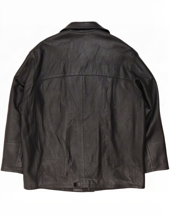 Vintage Herren Lederjacke IT 56 3XL Schwarz