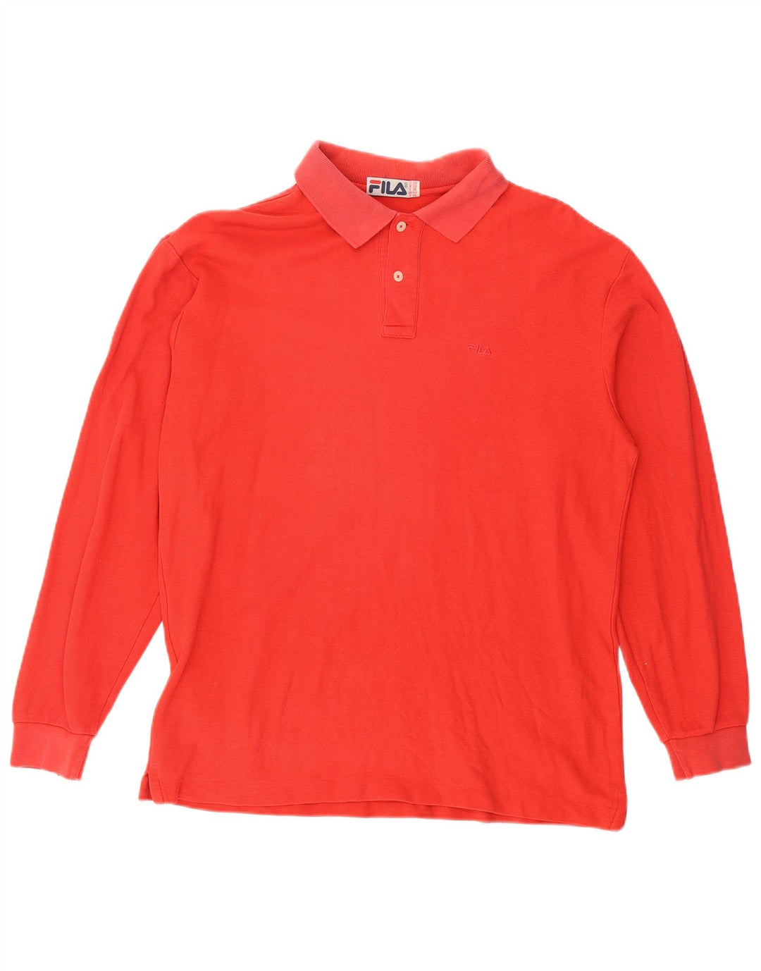 FILA Mens Long Sleeve Polo Shirt IT 50 Medium Red Cotton