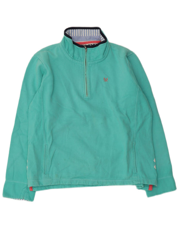Crew Clothing Damen-Sweatshirt mit Reißverschluss, UK 18, XL, türkisfarbene Baumwolle