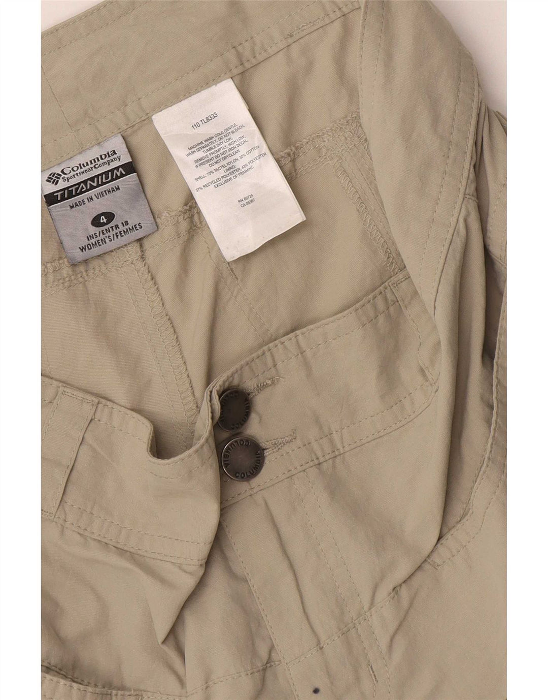 Columbia Damen Titanium Cargo Shorts US 4 Small W32 Beige Nylon